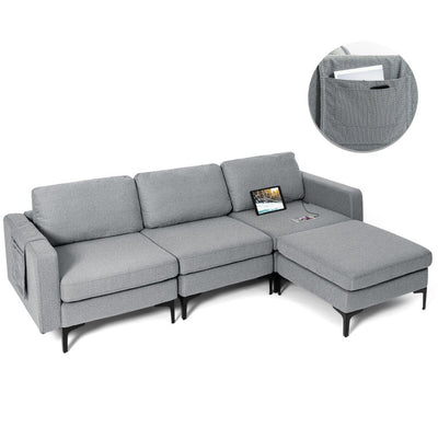 Modular L-shaped Sectional Sofa with Reversible Chaise--Gray