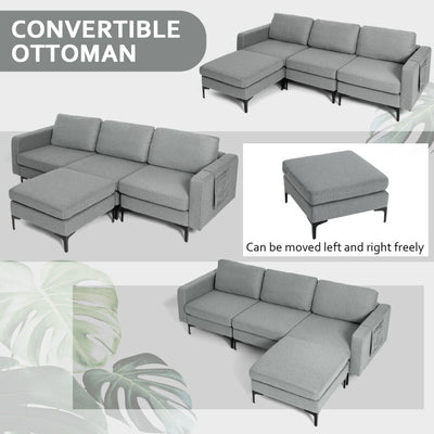 Modular L-shaped Sectional Sofa with Reversible Chaise--Gray