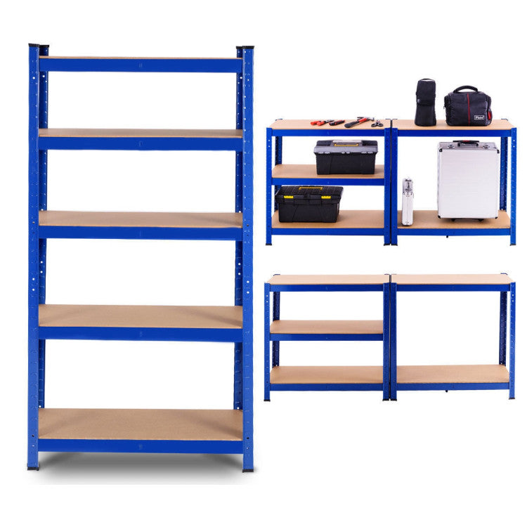 Adjust 30 x60 Inch 5 Level Garage Tool Shelf Storage--Blue