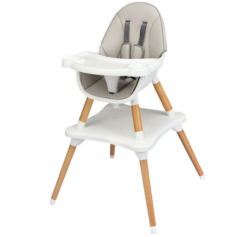 4 in 1 Convertible Baby High Chair with Detachable Tray and Removable Cushion