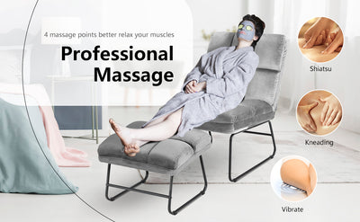 Velvet Massage Recliners with Ottoman Remote Control and Side Pocket