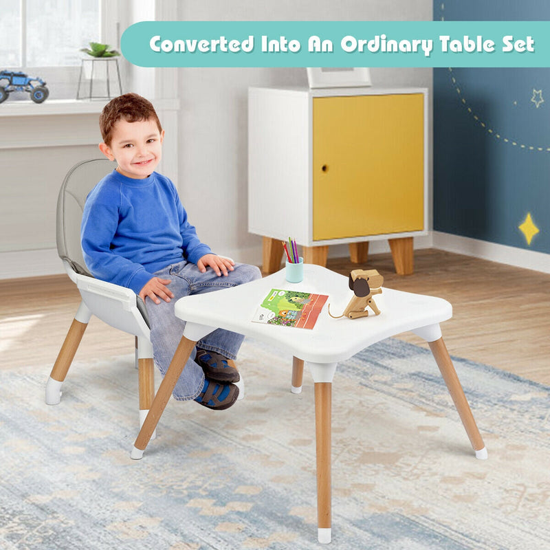 4 in 1 Convertible Baby High Chair with Detachable Tray and Removable Cushion