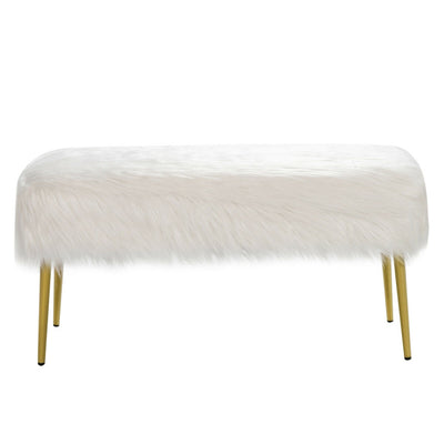 Upholstered Faux Fur Vanity Stool with Golden Legs for Makeup Room