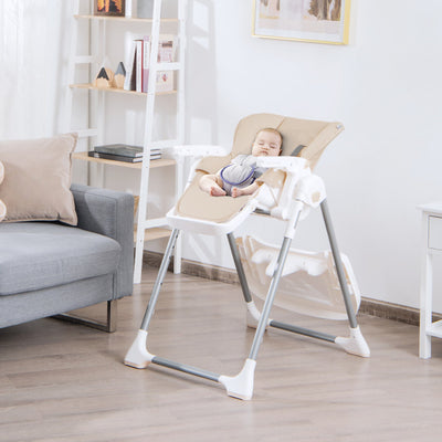 Foldable Baby High Chair with Double Removable Trays and Book Holder