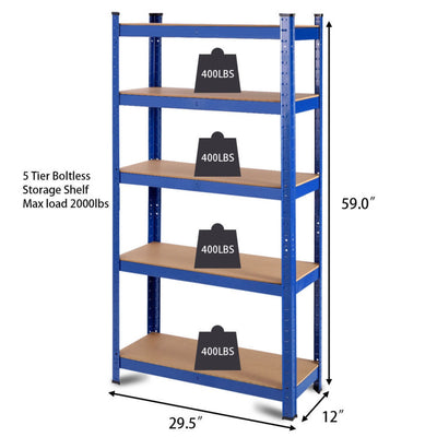 Adjust 30 x60 Inch 5 Level Garage Tool Shelf Storage--Blue