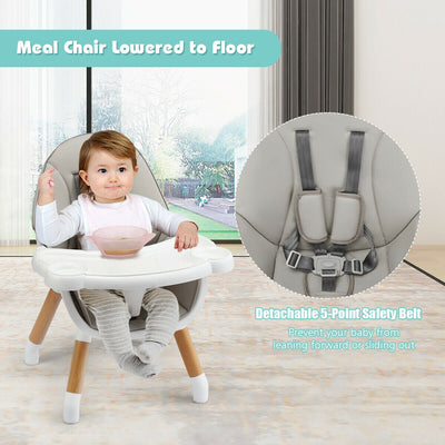 4 in 1 Convertible Baby High Chair with Detachable Tray and Removable Cushion