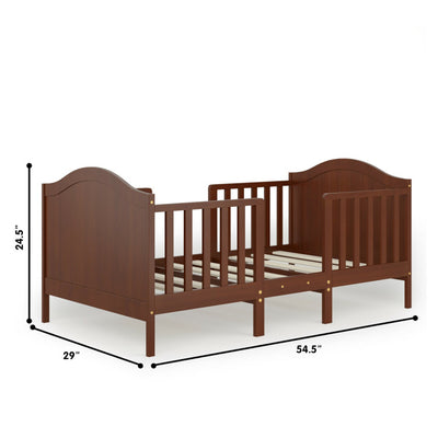 2-in-1 Classic Convertible Wooden Toddler Bed with 2 Side Guardrails for Extra Safety