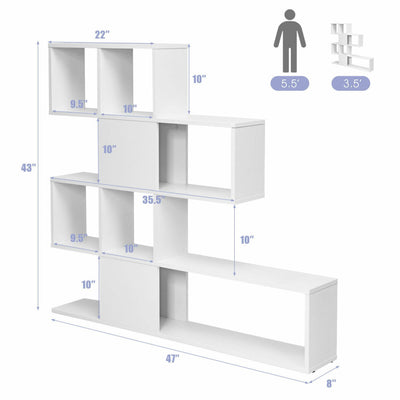 5-Tier Bookshelf Corner Ladder Bookcase with Storage Rack