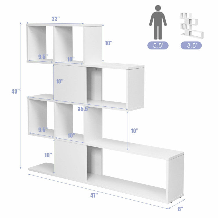 5-Tier Bookshelf Corner Ladder Bookcase with Storage Rack