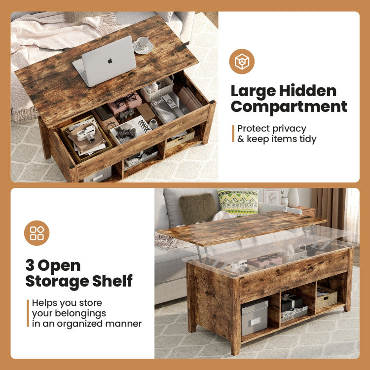 Lift Top Coffee Table with Hidden Storage Compartment