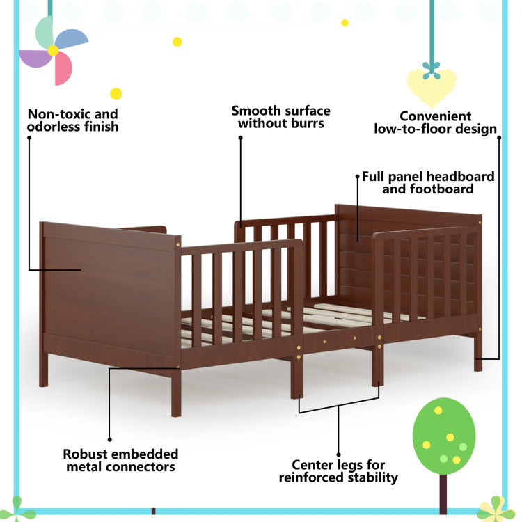 2-in-1 Convertible Toddler Bed with Guardrails