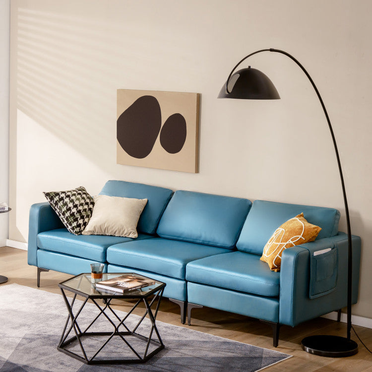 Modular L-shaped Sectional Sofa with Reversible Chaise--Blue