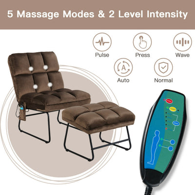 Velvet Massage Recliners with Ottoman Remote Control and Side Pocket