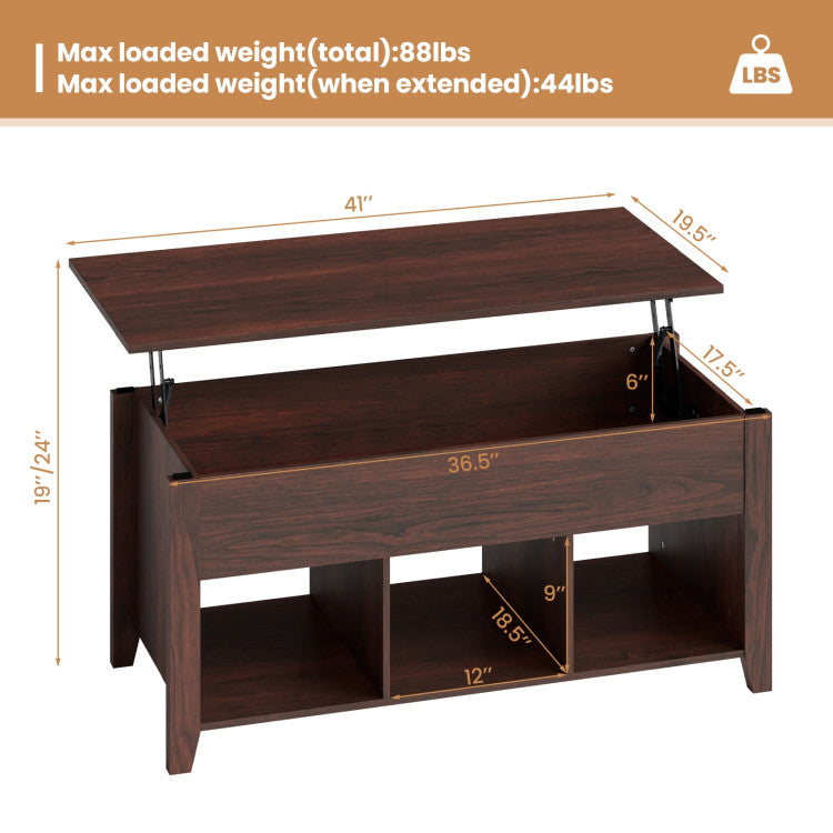 Lift Top Coffee Table with Hidden Storage Compartment