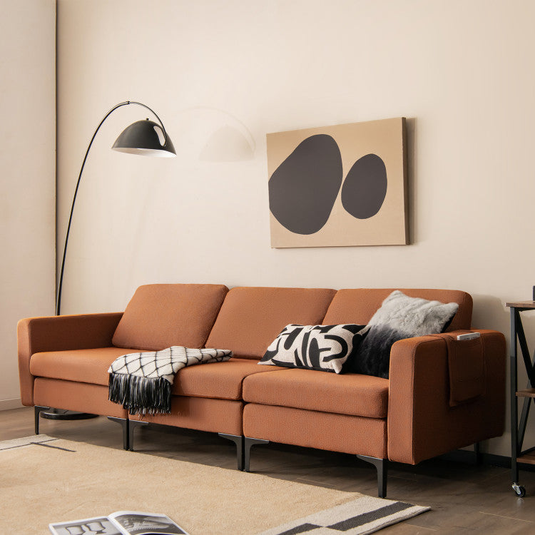 Modular L-shaped Sectional Sofa with Reversible Chaise--Orange