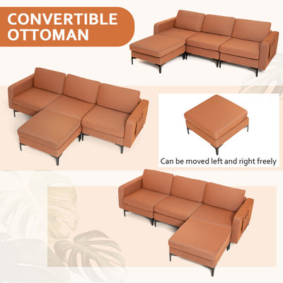 Modular L-shaped Sectional Sofa with Reversible Chaise--Orange