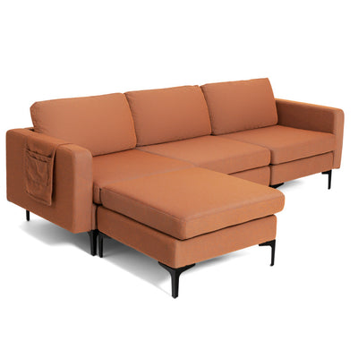 Modular L-shaped Sectional Sofa with Reversible Chaise--Orange