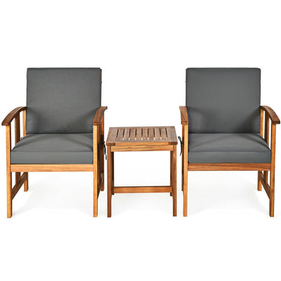 3 Pieces Teak Acacia Wood Outdoor Patio Sofa Furniture Set