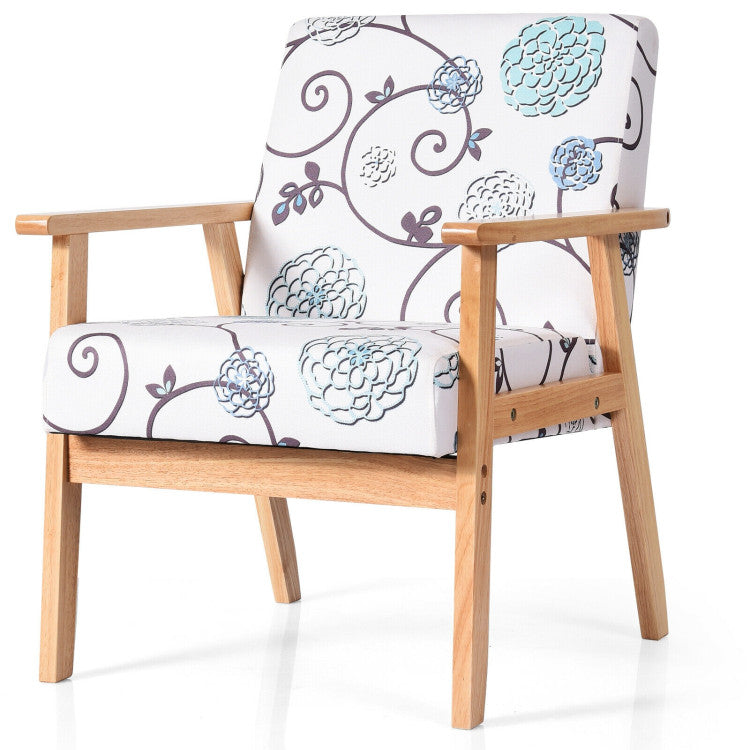 Modern Accent Armchair Fabric Lounge Chair with Rubber Wood Leg