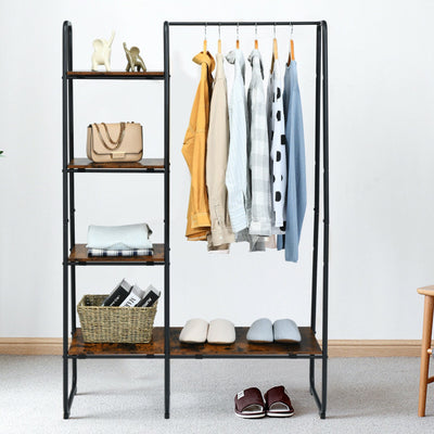 Clothes Rack Free Standing Storage Tower with Hanging Bar