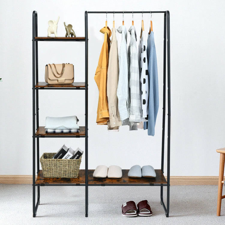 Clothes Rack Free Standing Storage Tower with Hanging Bar