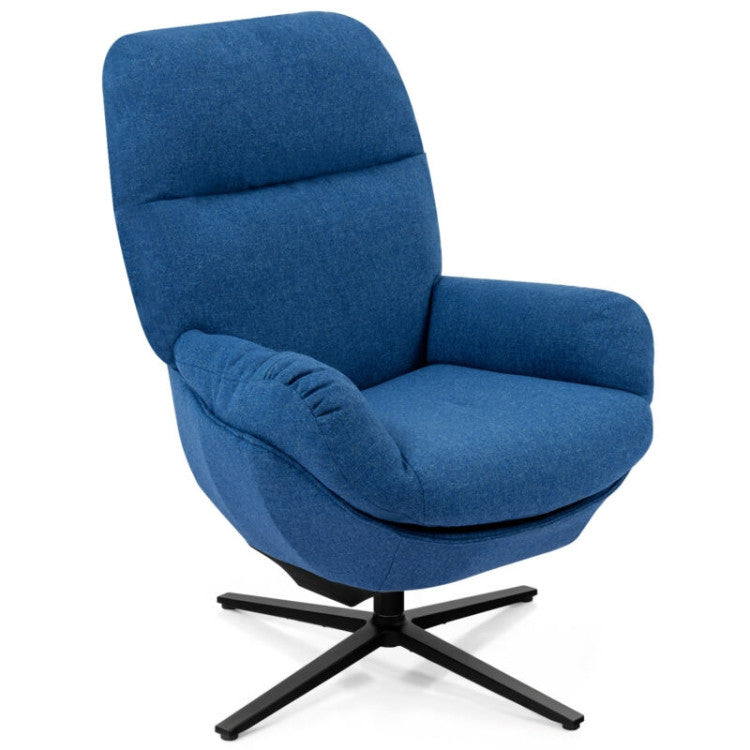 Upholstered Swivel Lounge Chair with Ottoman and Rocking Footstool