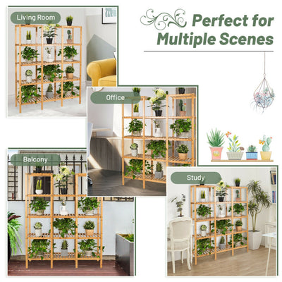 Multifunctional Bamboo Shelf Flower Plant Display Stand