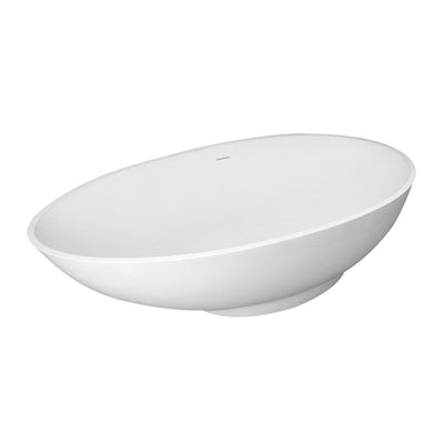 70inch Stone Resin Solid Surface Egg Shape Freestanding Bathtub in Matte White