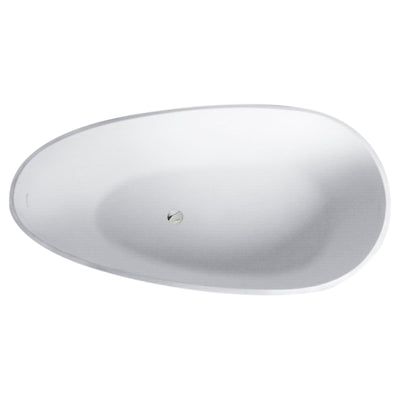 59inch Solid Surface Stone Resin Freestanding Egg Shape Bathtub in Matte White