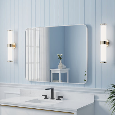 40-in W x 32-in H White Rectangular Framed Bathroom Vanity Mirror