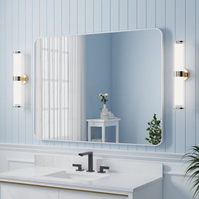 48-in W x 36-in H White Rectangular Framed Bathroom Vanity Mirror