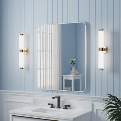 30-in W x 36-in H White Rectangular Framed Bathroom Vanity Mirror