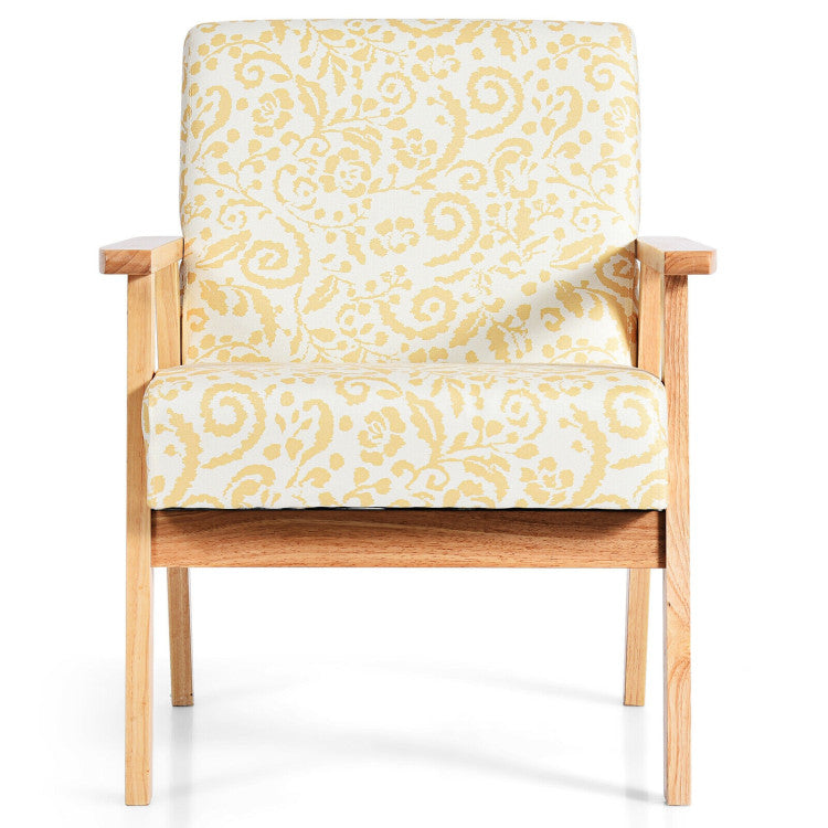 Modern Accent Armchair Fabric Lounge Chair with Rubber Wood Leg