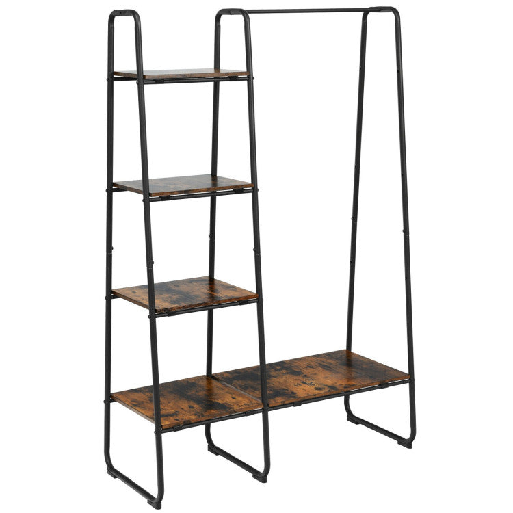 Clothes Rack Free Standing Storage Tower with Hanging Bar