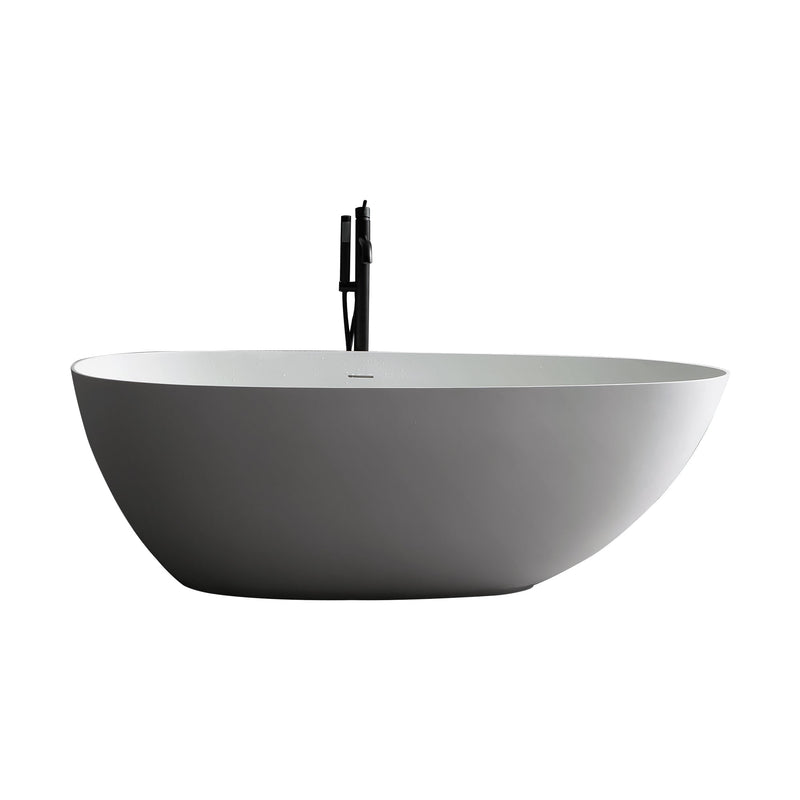 59inch/67inch/71inch Stone Resin Solid Surface Matte Flatbottom Freestanding Bathtub in White