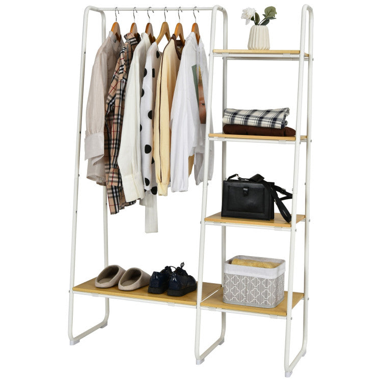 Clothes Rack Free Standing Storage Tower with Hanging Bar