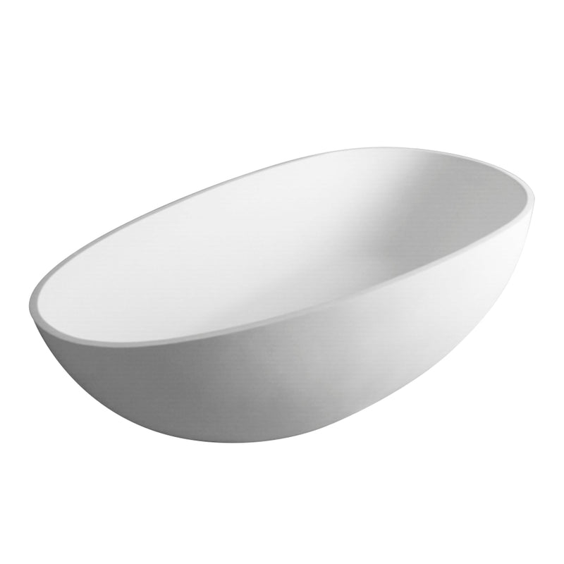 59inch Solid Surface Stone Resin Freestanding Egg Shape Bathtub in Matte White