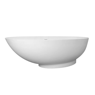 70inch Stone Resin Solid Surface Egg Shape Freestanding Bathtub in Matte White