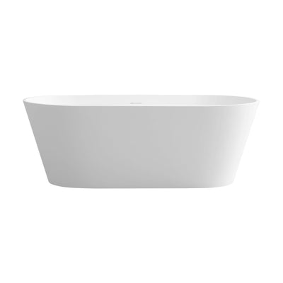 63inch Stone Resin Solid Surface Matte Flatbottom Freestanding Bathtub in White