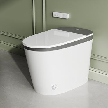 Elongated Smart Bidet Toilet in White with Built-in Tank, Foot Sensor Function, Auto Flush,LED Display