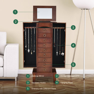 Jewelry Cabinet Armoire Storage Chest Stand Organizer