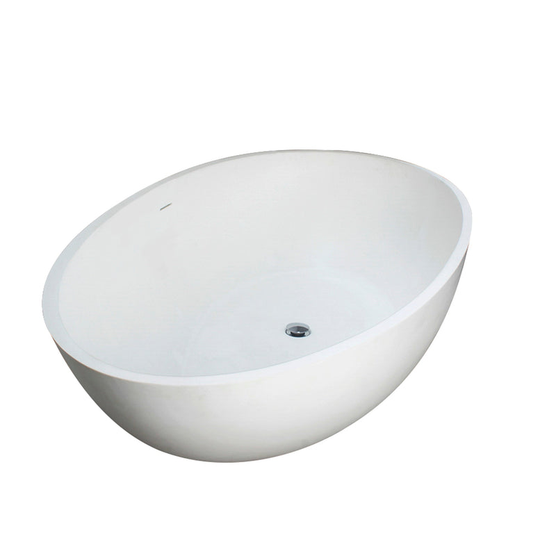 70inch Stone Resin Solid Surface Egg Shape Freestanding Bathtub in Matte White