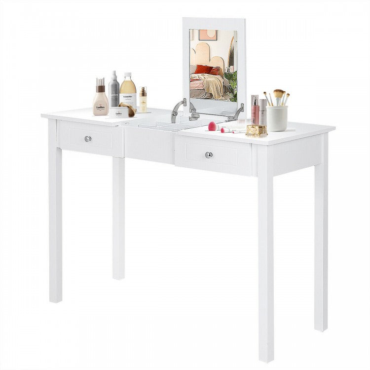 Vanity Dressing Table with Flip-top Mirror and 2 Drawers