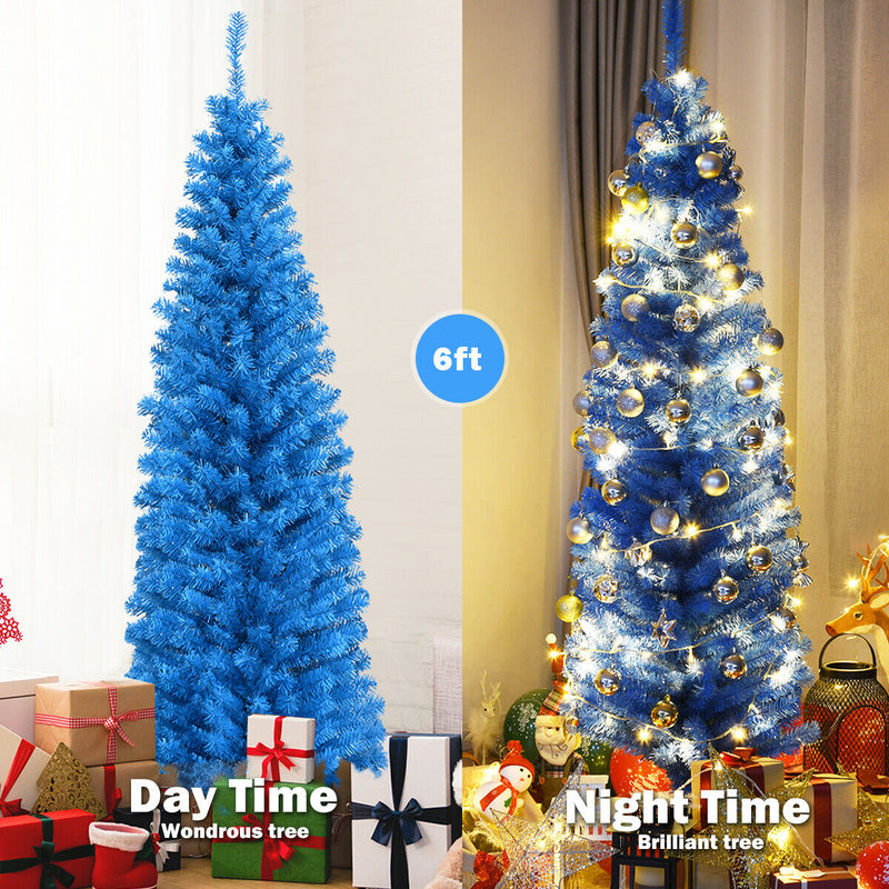 6 Feet Unlit Artificial Christmas Halloween Pencil Tree with Metal Stand