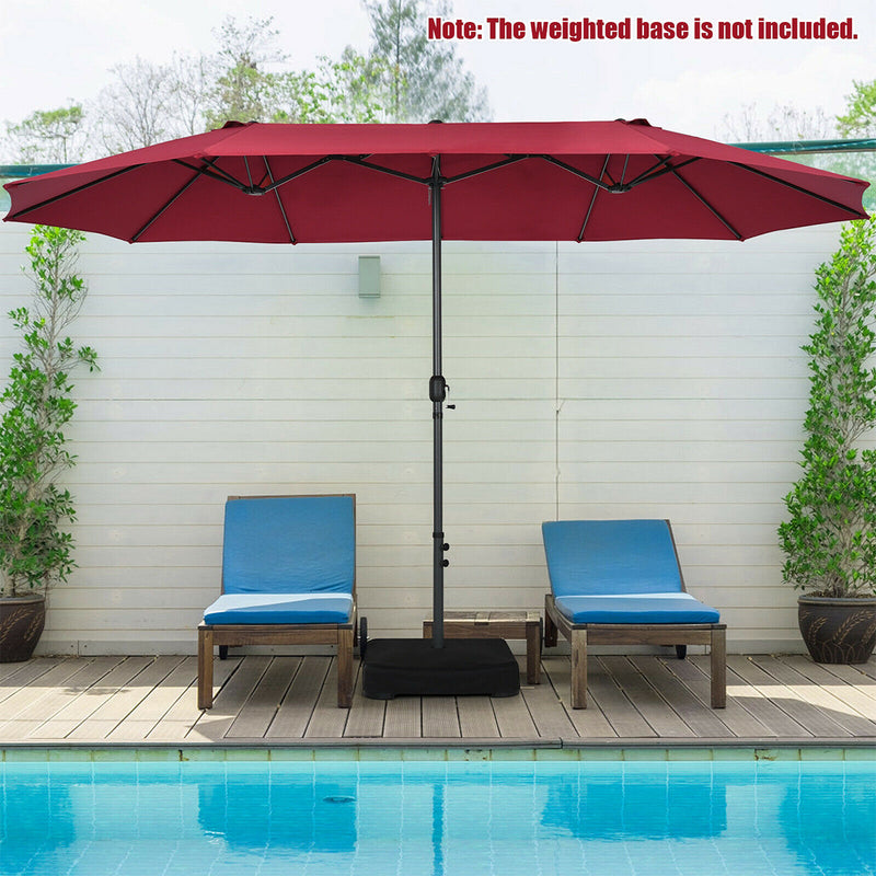 15 Feet Patio Double-Sided Umbrella with Hand-Crank System