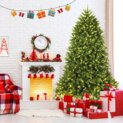 7.5 Feet Pre-lit PVC National Christmas Fir Tree with LED Light and Stand