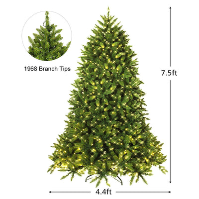 7.5 Feet Pre-lit PVC National Christmas Fir Tree with LED Light and Stand