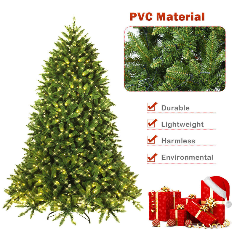 7.5 Feet Pre-lit PVC National Christmas Fir Tree with LED Light and Stand