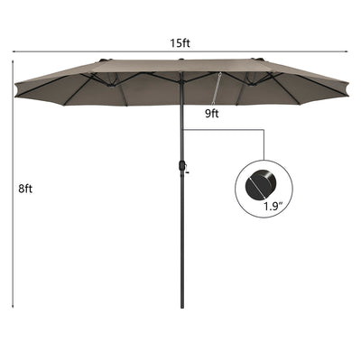 15 Feet Patio Double-Sided Umbrella with Hand-Crank System