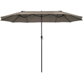 15 Feet Patio Double-Sided Umbrella with Hand-Crank System